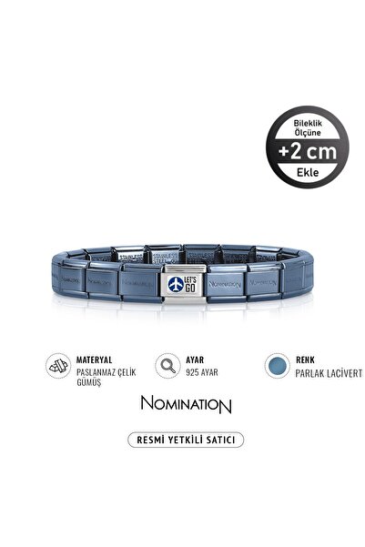 NOMİNATİON Italy Composable 925 Ayar Gümüş Let's Go ve Çelik Bileklik Lacivert
