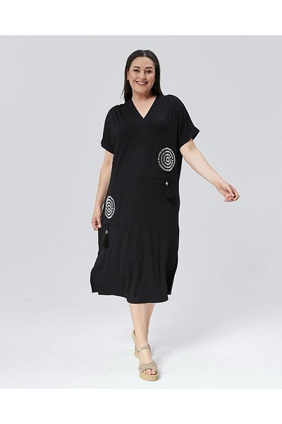 CAFCAF Plus Size Jewelled Black Dress