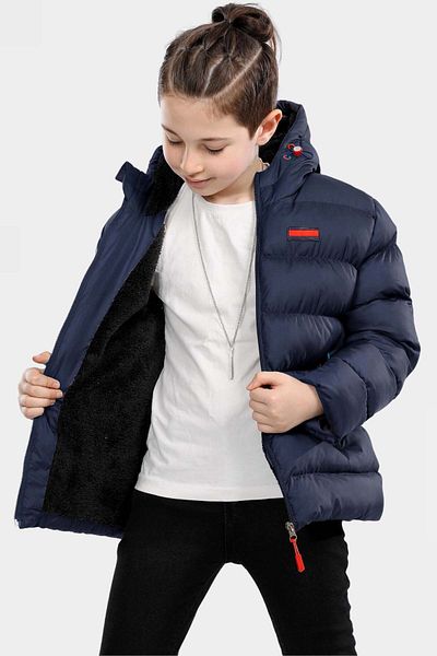 VODENS navy Blue Boy's JacKet - Fleece, Fur and Waterproof, ThicK Hood
