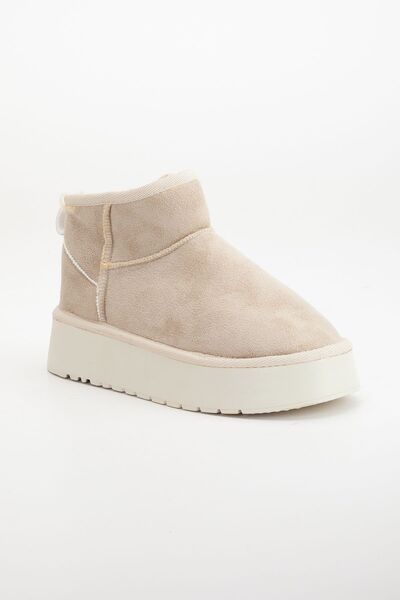 brawerlife Flexia Kadın Mini Süet İçi Kürklü Yumuşak Yarım Bot Kalın Taban .i