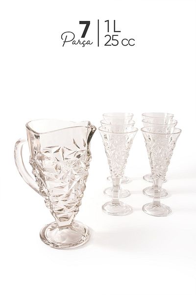 MEST La Rose 7-Piece Water Glass Set with Jug - Glass of Your Table
