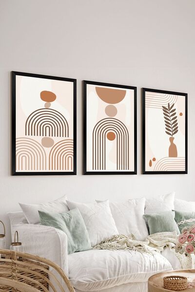 Artavessa طقم طاولة MDF مكون من 3 قطع بإطار أسود - مجموعة 26