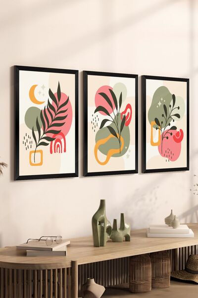 Artavessa طقم طاولة MDF مكون من 3 قطع بإطار أسود - مجموعة 19