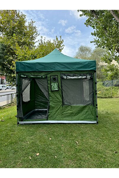 CLK Ticaret CLK 3x3 mt Kısa Bagaj Boy 115 cm Gazebo Portatif Kamp Çadırı Haki