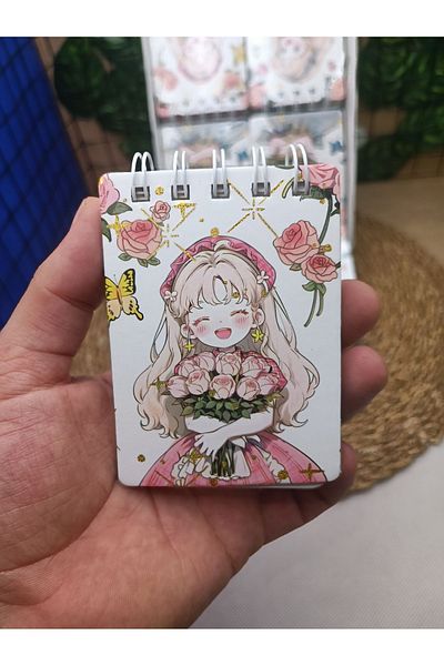 Meyra Accessories Mini Flower Girl Cinnamorol Figured Notebook 3D Embroidered Cute Gift 1Pc