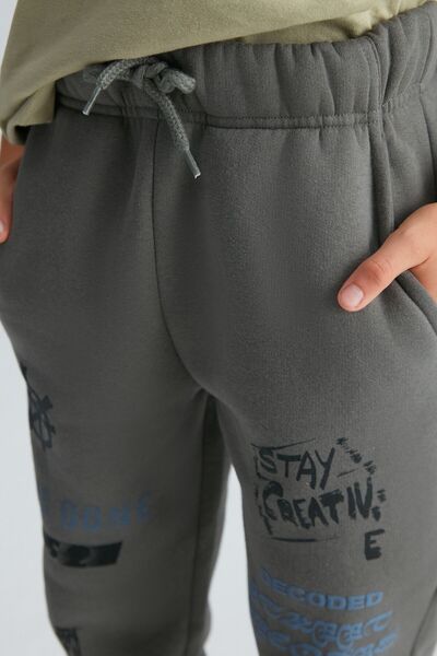 GRIMELANGE Kawika Jungen-Jogginghose aus Baumwolle und Polyester in Khaki