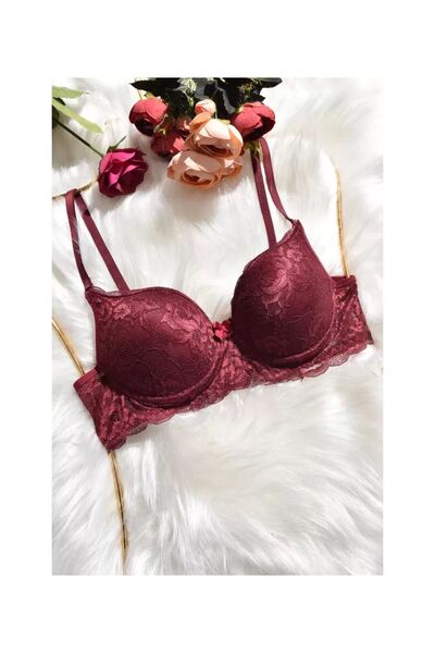 Miss Nergiz Dantelli Destekli Sutyen Bordo