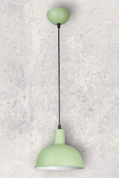Fer Avize Prague Modern Design Green Inside White Color Metal Cafe - Kitchen Single Chandelier