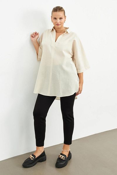 Curly BEIGE SHIRT COLLAR TUNIC
