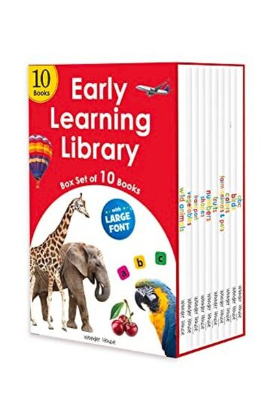 Prakash Books مجموعة كتب مكتبة التعلم المبكر مكونة من 10 كتب بلوحة كبيرة بخط ...