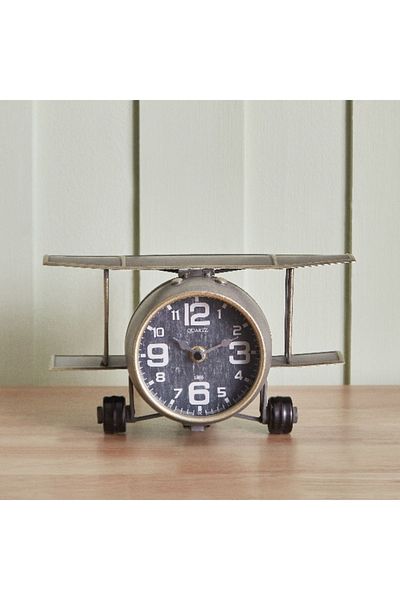 Home Box Maverick Metal Plane Table Clock - 26.5x19.5x15 cm