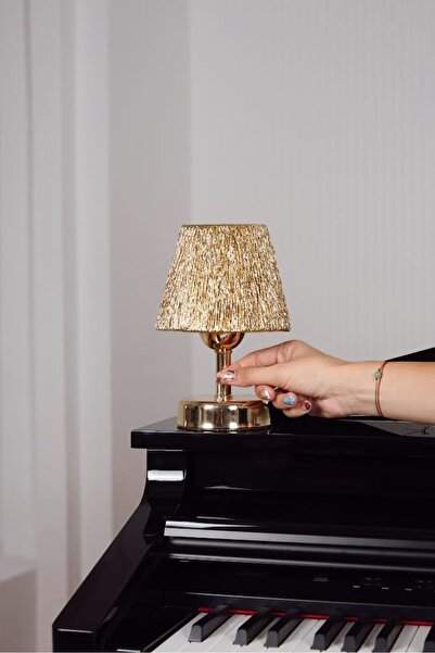 Maison Avf Modern Led Abajur Üst Gold -Alt Parlak Gold Detay