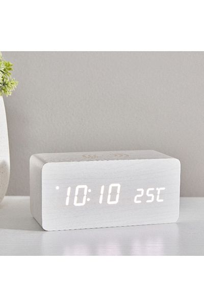 Home Box Espiri LED Wooden Clock with Bluetooth Speaker - 15x7x7 cm