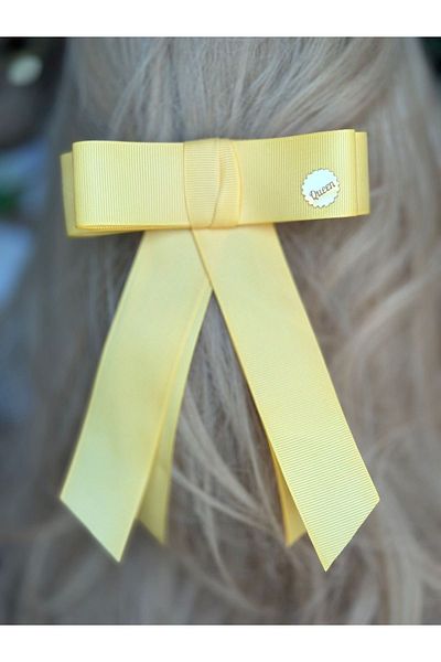 QUEEN AKSESUAR Yellow Trend Fashion Luxury Bow - Layered Long Pendant Lamp, Comet Ribbon, Automatic Buckle