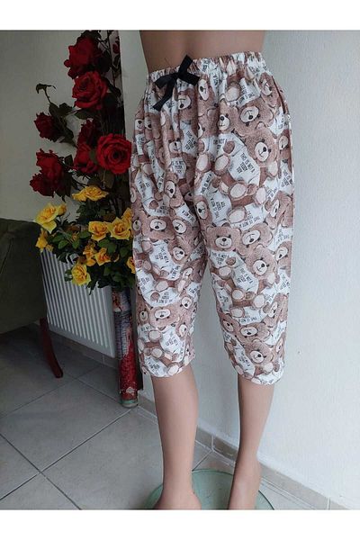 Bahar design Women's Cotton Teddy Bear Printed Capri Length Pajama Bottoms
