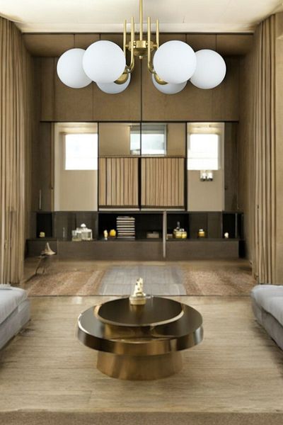 Fer Avize Tanya Modern Design Kitchen - Living Room - Bedroom - Ceiling Antique Color White Glass 6-Piece Chandelier