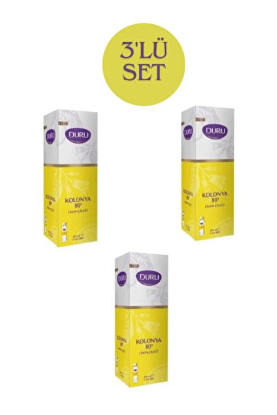 Duru 3'lü Limon Çiçeği Kolonya Set (cam şişe)