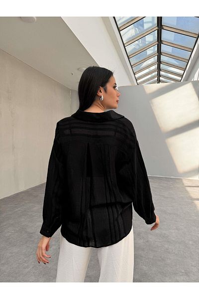 LİSAA BUTİK Femei - Cămașă Premium Transparentă Oversize, Mărime Standard
