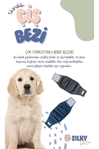 Silky Erkek Köpek Yıkanabilir Çiş Bel Bandı / 5 Süper Emici 1 Yıkanabilir Ped - Süper Emici / Sızdırmaz