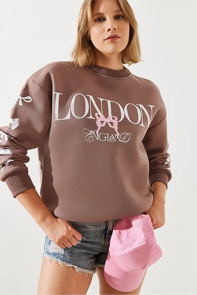 Bianco Lucci Dámská mikina s potiskem London Life se třemi vlákny Mbhs004 60601004