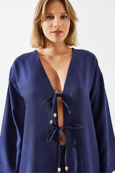 Bianco Lucci طقم صوفيا كتان بالازو - ربطة أمامية، نسائي، 3007 60251769