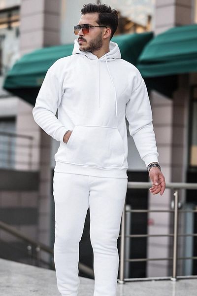 twingold Men's Tracksuit Set - White, 3 Thread, Thick Hoodie