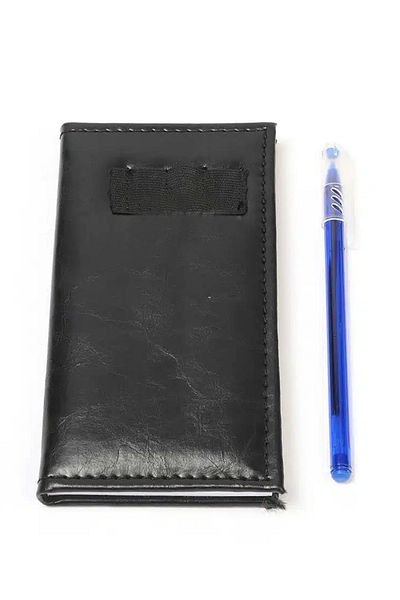 KORDAK Black Thin Leather Notebook - Hard Cover, Pen Gift