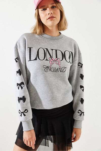 Bianco Lucci Dámska mikina s potlačou London Life s tromi vláknami Mbhs004 60601004