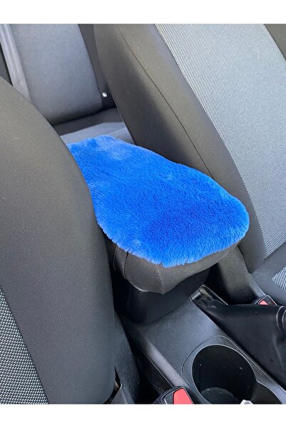 Oto Aksesuarcım وسادة مسند ذراع من القطيفة الناعمة باللون الأزرق