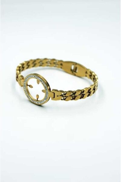 Stella Takı أصفاد ربع من الفولاذ الذهبي على شكل شعير