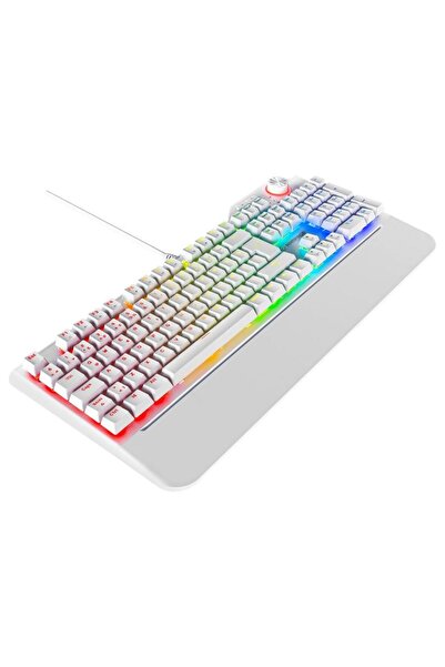 Rampage Hydra R6 Beyaz RED Switch RM-K19 Beyaz Kulaklık  Makrolu RGB Mouse + Mousepad 4lü OYUNCU SET