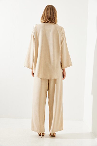 Bianco Lucci Sofia Linen Palazzo Set - Front Tie, Women'S, 3007 60251769