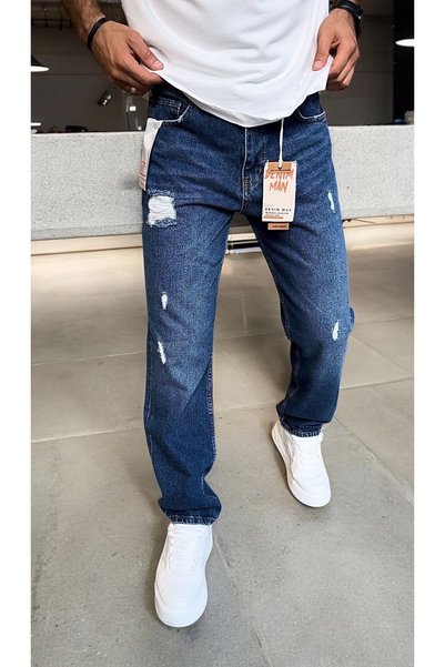 DENIM MAN Erkek Lacivert Baggy Kalıp Pantolon