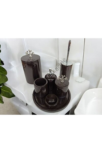 Pietro Di Marble Siyah Mermer Klasik Model 7 Parça Gümüş Renk Mercan Aksesuar...