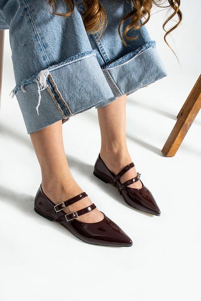 Glenz Pantofi de balerină cu dublă cataramă pentru femei TS1165