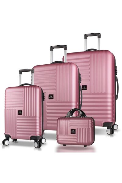My Valice Puzzle Abs Kabin Orta Büyük Ve Makyaj Boy Rose Gold 4'lü Travel Valiz Seti