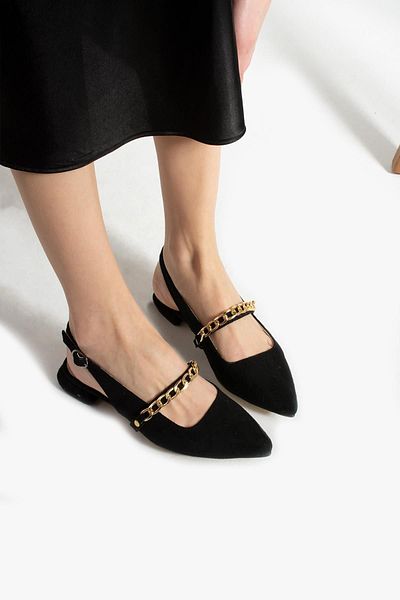 Glenz Women's Pointed Toe Buckle Ballerinas TS1175