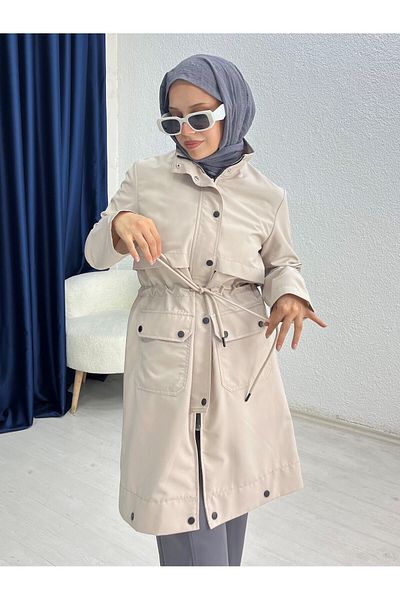 lurex moda Double Pockets Trench Coat