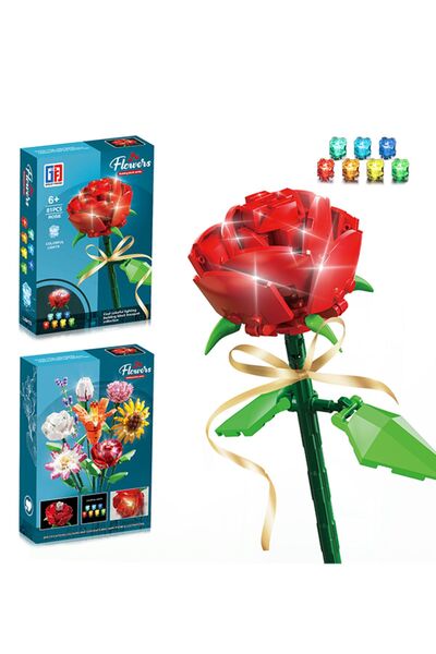 Gokidy Renkli Işıklı Blok Çiçek - Gül