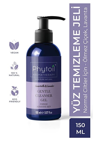 phytoil Organik Yüz Temizleme Jeli – Normal ve Hassas Ciltler İçin – Ölmez Çiçek & Lavanta 150 ml