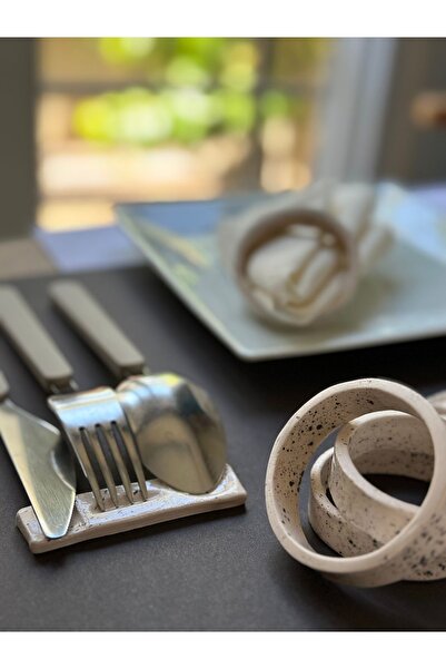 KABİLE SERAMİK طقم مناديل وأدوات مائدة سيراميك 4 قطع - صناعة يدوية