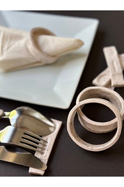 KABİLE SERAMİK طقم مناديل وأدوات مائدة سيراميك 4 قطع - صناعة يدوية