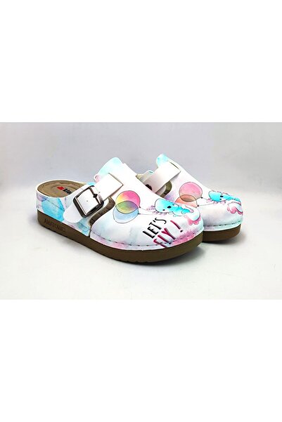 DR KLOMPA Papuci Sabo pentru femei cu imprimeu Balloon Let's Fly