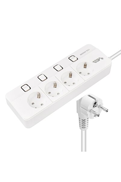 VEA Ve-xman104 A Class 4lü Ayrı Anahtarlı 1.5 Metre Akım Korumalı Grup Priz (MADE IN MALAYSIA)