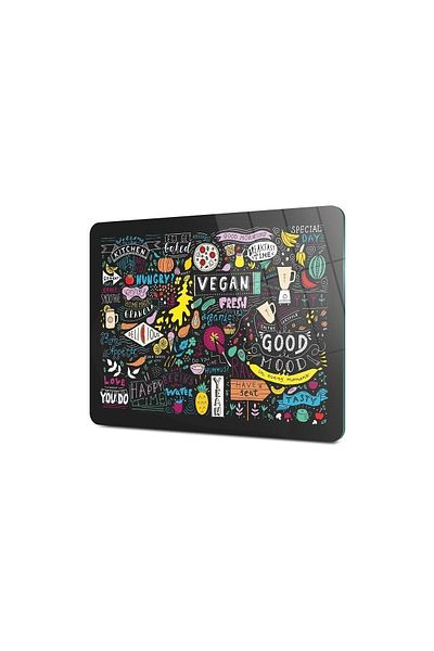 Decovetro Vegan Mixed Text Patterned Glass Cutting and Presentation Holder - 30X40 cm