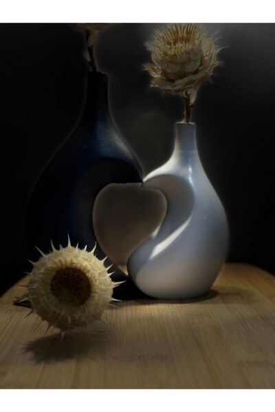 BLANJ Black-Grey Lover Vase with Heart