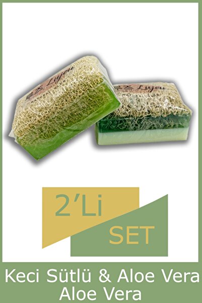 Lujeu Doğal Kabak Lifli Aloe Vera Ve Keçi Sütü-Aleo Vera Sabun 2 Adet Kabak L...