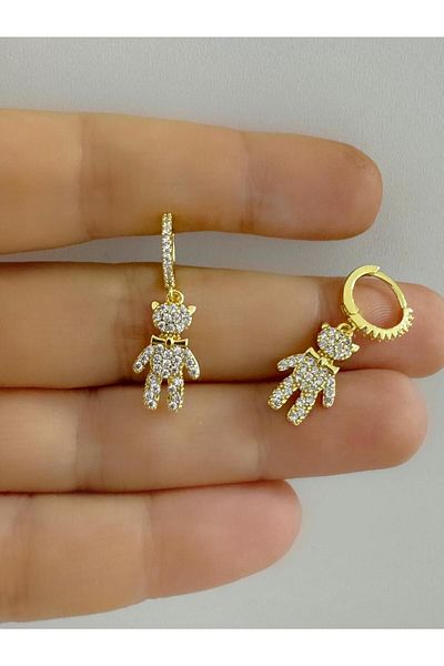 Arescollection Zircon Stone Helix Cartilage and Matching Hoop Piercing Earrings - 1 Piece