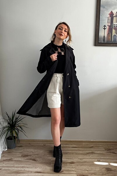 Gökcan Butik Siyah Trençkot