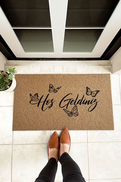 Paspas Yap Welcome Designed Butterfly Door Mat